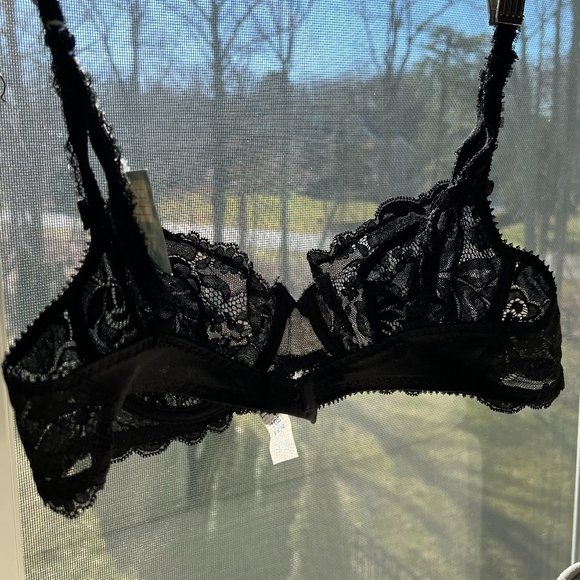NWT Vintage Lou Bra from Paris France! All lace with Floral Scalloped Black 34B - Picture 11 of 14